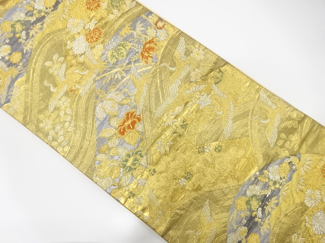 JAPANESE KIMONO / ANTIQUE FUKURO OBI / SILK / WOVEN ROUGH WAVE